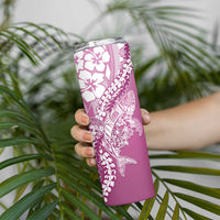 Hawaii Puakenikeni And Maile Lei Skinny Tumbler Pink Polynesian Shark Tattoo DT05 - Polynesian Pride