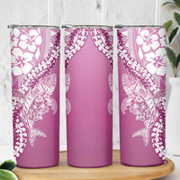Hawaii Puakenikeni And Maile Lei Skinny Tumbler Pink Polynesian Shark Tattoo DT05 - Polynesian Pride
