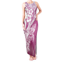 Hawaii Puakenikeni And Maile Lei Tank Maxi Dress Pink Polynesian Shark Tattoo DT05 Women Pink - Polynesian Pride