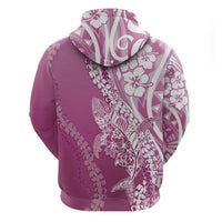 Hawaii Puakenikeni And Maile Lei Zip Hoodie Pink Polynesian Shark Tattoo DT05 - Polynesian Pride