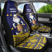 Tokelau Christmas Car Seat Cover Santa With Tuluma Xmas Tribal Waves DT05 - Polynesian Pride