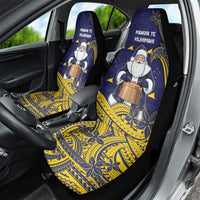 Tokelau Christmas Car Seat Cover Santa With Tuluma Xmas Tribal Waves DT05 - Polynesian Pride