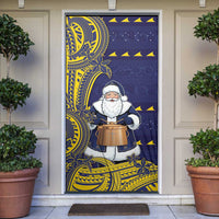 Tokelau Christmas Door Cover Santa With Tuluma Xmas Tribal Waves DT05 Navy - Polynesian Pride