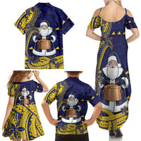 Tokelau Christmas Family Matching Summer Maxi Dress and Hawaiian Shirt Santa With Tuluma Xmas Tribal Waves DT05 - Polynesian Pride