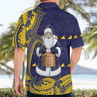 Tokelau Christmas Hawaiian Shirt Santa With Tuluma Xmas Tribal Waves DT05 - Polynesian Pride