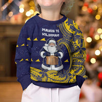 Tokelau Christmas Kid Ugly Christmas Sweater Santa With Tuluma Xmas Tribal Waves DT05 - Polynesian Pride