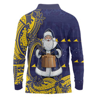 Tokelau Christmas Long Sleeve Polo Shirt Santa With Tuluma Xmas Tribal Waves DT05 - Polynesian Pride