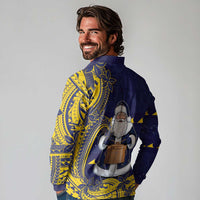Tokelau Christmas Long Sleeve Polo Shirt Santa With Tuluma Xmas Tribal Waves DT05 - Polynesian Pride