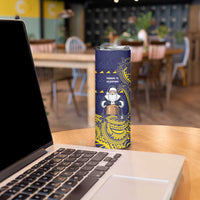 Tokelau Christmas Skinny Tumbler Santa With Tuluma Xmas Tribal Waves DT05 - Polynesian Pride