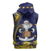 Tokelau Christmas Sleeveless Hoodie Santa With Tuluma Xmas Tribal Waves DT05 - Polynesian Pride