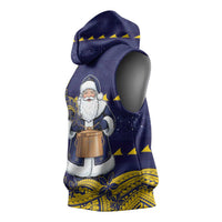Tokelau Christmas Sleeveless Hoodie Santa With Tuluma Xmas Tribal Waves DT05 - Polynesian Pride