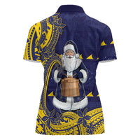 Tokelau Christmas Women Polo Shirt Santa With Tuluma Xmas Tribal Waves DT05 - Polynesian Pride