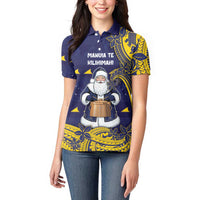 Tokelau Christmas Women Polo Shirt Santa With Tuluma Xmas Tribal Waves DT05 - Polynesian Pride