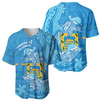 Tuvalu Christmas Baseball Jersey Dolphins Santa Xmas Tribal Waves - Polynesian Pride