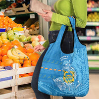 Tuvalu Christmas Grocery Bag Dolphins Santa Xmas Tribal Waves - Polynesian Pride