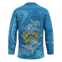 Tuvalu Christmas Hockey Jersey Dolphins Santa Xmas Tribal Waves - Polynesian Pride