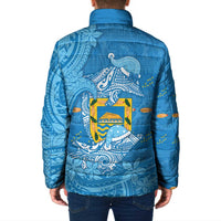 Tuvalu Christmas Padded Jacket Dolphins Santa Xmas Tribal Waves DT05 - Polynesian Pride