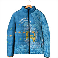 Tuvalu Christmas Padded Jacket Dolphins Santa Xmas Tribal Waves DT05 - Polynesian Pride