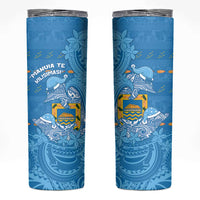 Tuvalu Christmas Skinny Tumbler Dolphins Santa Xmas Tribal Waves DT05 Blue - Polynesian Pride
