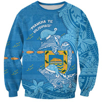 Tuvalu Christmas Sweatshirt Dolphins Santa Xmas Tribal Waves DT05 Unisex Blue - Polynesian Pride