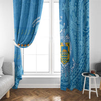 Tuvalu Christmas Window Curtain Dolphins Santa Xmas Tribal Waves DT05 - Polynesian Pride