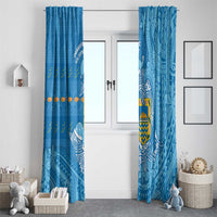 Tuvalu Christmas Window Curtain Dolphins Santa Xmas Tribal Waves DT05 - Polynesian Pride