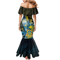 Personalised Tuvalu Family Matching Mermaid Dress and Hawaiian Shirt Dolphin On The Waves DT05 - Polynesian Pride