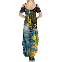 Personalised Tuvalu Family Matching Summer Maxi Dress and Hawaiian Shirt Dolphin On The Waves DT05 - Polynesian Pride