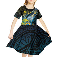 Personalised Tuvalu Kid Short Sleeve Dress Dolphin On The Waves