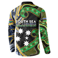 South Sea Islanders And New Caledonia Button Sweatshirt Nautilus Shell Southern Cross Tribal Pattern DT05 - Polynesian Pride