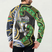 South Sea Islanders And Vanuatu Button Sweatshirt Boar Tusk Warrior Southern Tribal Pattern DT05 - Polynesian Pride