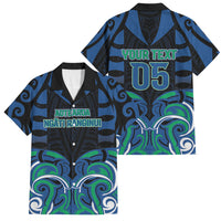 Custom Aotearoa Ngati Ranginui Family Matching Tank Maxi Dress and Hawaiian Shirt New Zealand Traditional Maori Pattern DT05 Dad's Shirt - Short Sleeve Navy - Polynesian Pride