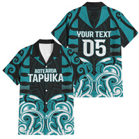 Custom Aotearoa Tapuika Family Matching Tank Maxi Dress and Hawaiian Shirt New Zealand Traditional Maori Pattern DT05 Dad's Shirt - Short Sleeve Teal - Polynesian Pride