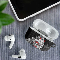 Black Palaka Hawaiian And Japanese AirPods Case Maneki Neko And Sakura Bloom
