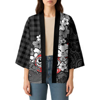 Black Palaka Hawaiian And Japanese Kimono Maneki Neko And Sakura Bloom