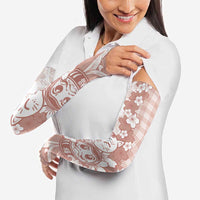 Beige Palaka Hawaiian And Japanese Arm Sleeves Maneki Neko And Sakura Bloom