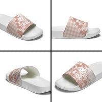 Beige Palaka Hawaiian And Japanese Slide Sandals Maneki Neko And Sakura Bloom