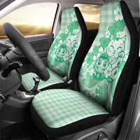 Green Palaka Hawaiian And Japanese Car Seat Cover Maneki Neko And Sakura Bloom