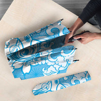 Blue Palaka Hawaiian And Japanese Umbrella Maneki Neko And Sakura Bloom