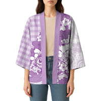 Purple Palaka Hawaiian And Japanese Kimono Maneki Neko And Sakura Bloom