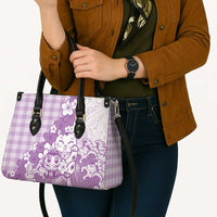 Purple Palaka Hawaiian And Japanese Leather Bag Maneki Neko And Sakura Bloom