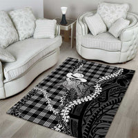Black Hawaii Palaka Cowboy Turtle Area Rug Hawaiian Paniolo Puakenikeni Maile Lei DT05 - Polynesian Pride