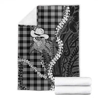 Black Hawaii Palaka Cowboy Turtle Blanket Hawaiian Paniolo Puakenikeni Maile Lei