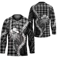 Black Hawaii Palaka Cowboy Turtle Hockey Jersey Hawaiian Paniolo Puakenikeni Maile Lei DT05 - Polynesian Pride