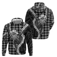 Black Hawaii Palaka Cowboy Turtle Hoodie Hawaiian Paniolo Puakenikeni Maile Lei DT05 - Polynesian Pride