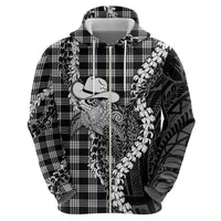 Black Hawaii Palaka Cowboy Turtle Hoodie Hawaiian Paniolo Puakenikeni Maile Lei DT05 - Polynesian Pride