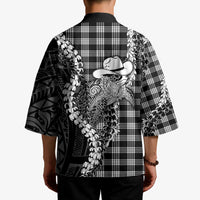 Black Hawaii Palaka Cowboy Turtle Kimono Hawaiian Paniolo Puakenikeni Maile Lei