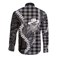 Black Hawaii Palaka Cowboy Turtle Long Sleeve Button Shirt Hawaiian Paniolo Puakenikeni Maile Lei DT05 - Polynesian Pride