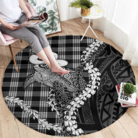 Black Hawaii Palaka Cowboy Turtle Round Carpet Hawaiian Paniolo Puakenikeni Maile Lei