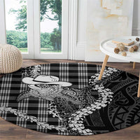 Black Hawaii Palaka Cowboy Turtle Round Carpet Hawaiian Paniolo Puakenikeni Maile Lei